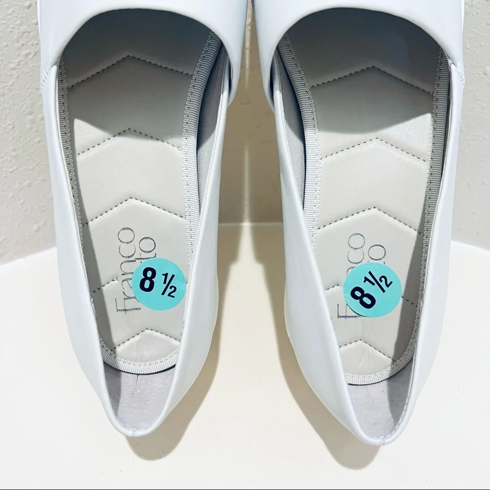 Franco Sarto White Bonza Leather Women’s Slip On Loafers Size 8.5 NEW